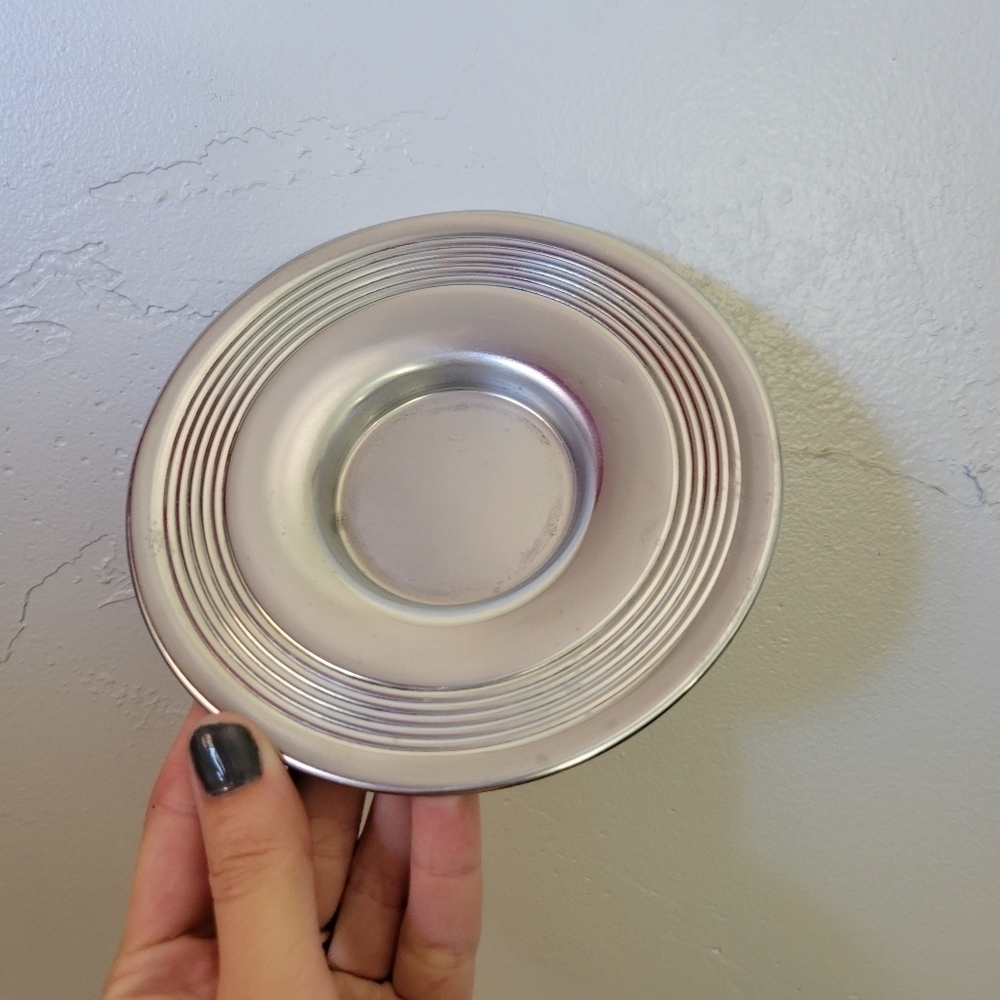 Keystone Ware Vintage Silver Round Candle Plate Tray Chrome Plated